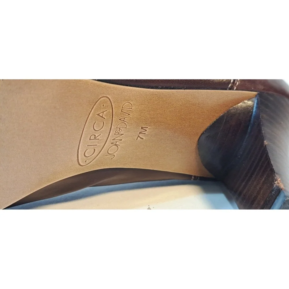 Circa Joan David Women's‎ Brown Leather Pointed Toe Heel Loafers Shoes Size 7M